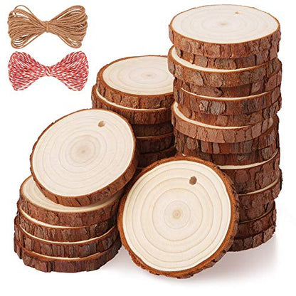 Unfinished Wood Slices with Hole (30 Count)