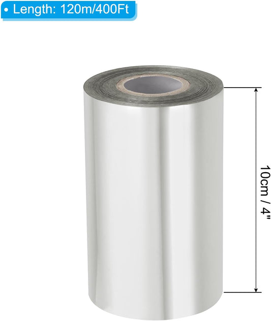 PATIKIL 4"x400Ft Hot Stamping Foil Paper, Heat Transfer Hot Stamping Paper Foil Roll for Leather DIY Logo Decor Craft Gift Package Scrapbook Card, Silver Tone