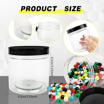 30 Pack 12oz Clear Plastic Jars with Black Lids Plastic Empty Storage Containers Refillable Round Clear Cosmetics Containers for Candy Kitchen Food Storage DIY Crafts Making (30 Count)
