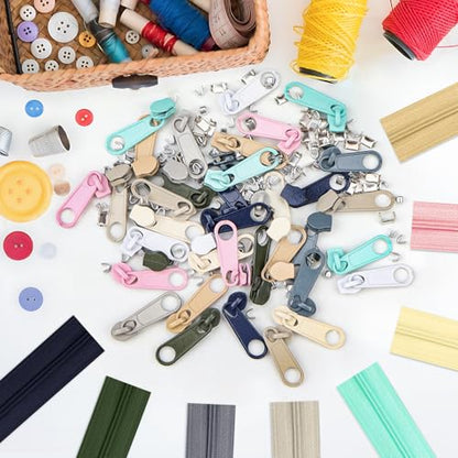 31 Yards 10 Pcs Sewing Zippers #3 Nylon Coil Zippers Assorted Zipper for Sewing with 40 Zipper Sliders for DIY Tailor Sewing Crafts Supplies