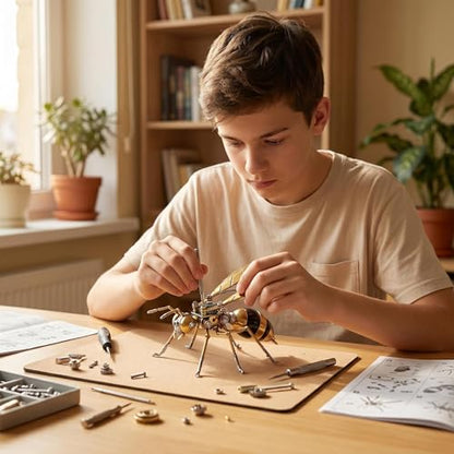 3D Metal Puzzle Model Mechanical Kits for Adults Teens Steampunk Hornet Insect 140+ Parts 2 (100 Count)