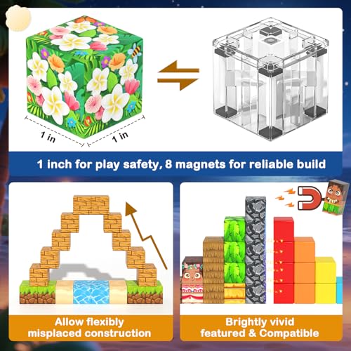 120PCS Magnetic Blocks Hawaii Mine Magnet World Building Cubes for Kids 3+ (120 Count)