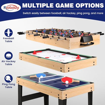 12-in-1 Multi Game Table, Foosball, Air Hockey, Pool and More, Compact Wood Game Table for Home Game Rooms and Family Nights