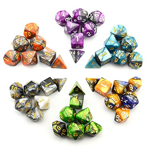 Double Colors Polyhedral Dice Sets with Pouches for D&D DND RPG MTG Dungeon and Dragons Table Board Roll Playing Games D4 D6 D8 D10 D% D12 D20