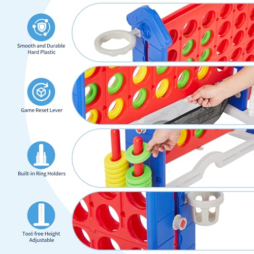 Giant 4-in-a-Row Connect Game w/Bag & Quick-Release Slider