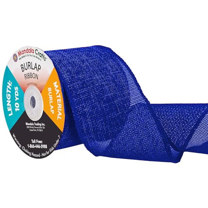 3 Inch Wide Royal Blue Burlap Ribbon for Crafts (60 Foot)