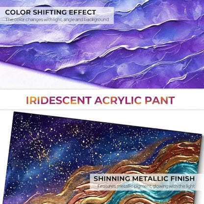 20 Colors Iridescent Acrylic Paint Set (40 Fl Oz)