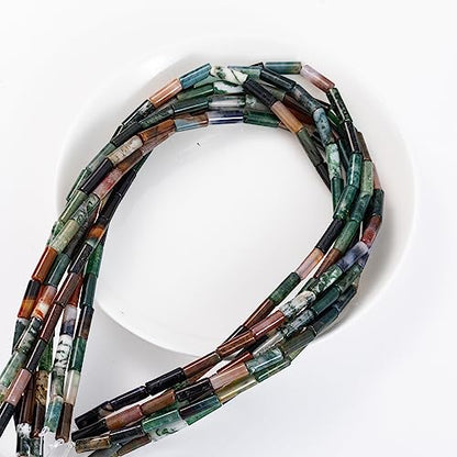 Natural Indian Agate Cylinder Tube Beads 4x13mm 38cm (28 Count)