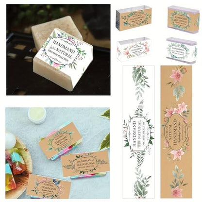 120Pcs Eucalyptus Leaves Soap Wrapper 8 Style Flower Wrap Tape For Homemade Soap (120 Count)