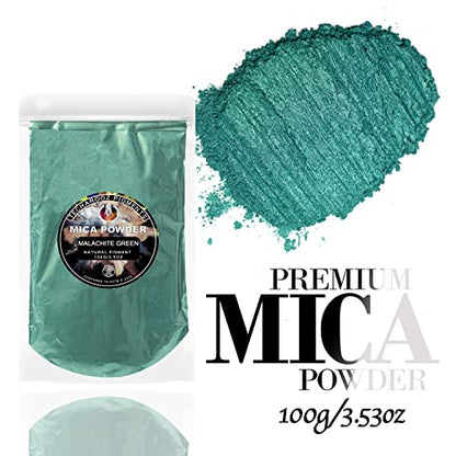 Malachite Green Mica Powder for Epoxy Resin 100g (3.5 Ounce)