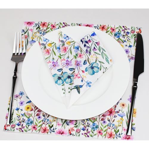 Paper Napkins 80 Pack 2 Ply Floral Beverage Luncheon Dinner Paper Napkins Flower Print Disposable Napkins for Wedding Anniversary Celebrations (80 Count)