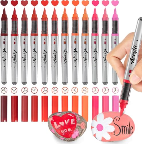 Acrylic Paint Markers 12 Red Colors (12 Count)