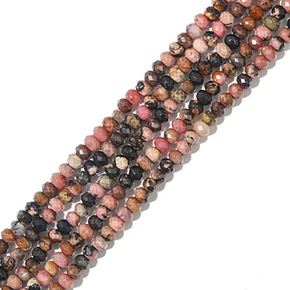Natural Rhodochrosite Beads 4x2mm 120pcs Faceted Rondelle Loose Semi Gemstone Beads for Jewelry Making Design (120 Count)