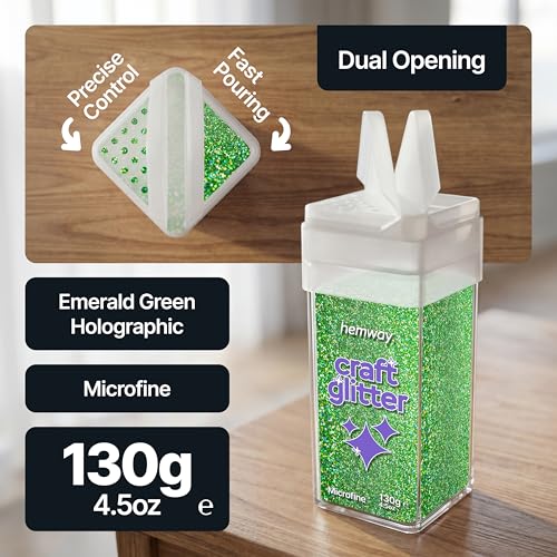 Craft Glitter Shaker Emerald Green Holographic 110g Microfine (3.8 Ounce)
