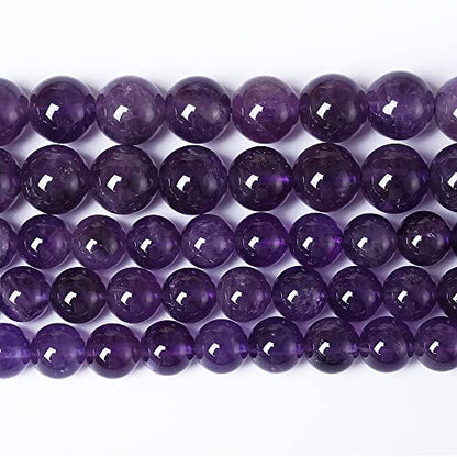 4mm 90pcs AAAAAA Natural Amethyst Purple Crystal Quartz Beads Gemstones Round Stone Beads for Jewelry Making DIY Women's Bracelet Necklace (16 Count)