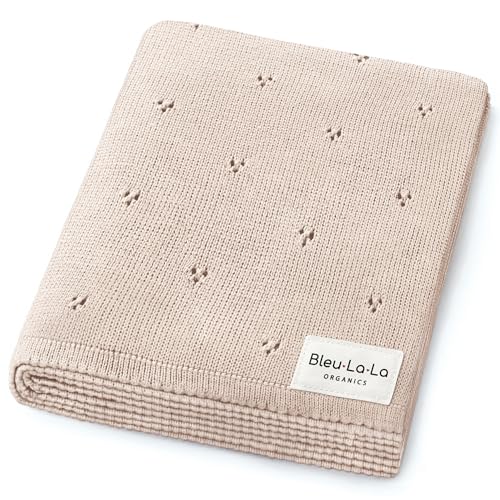 100% Luxury Organic Cotton Pointelle Knit Baby Quilt Blanket