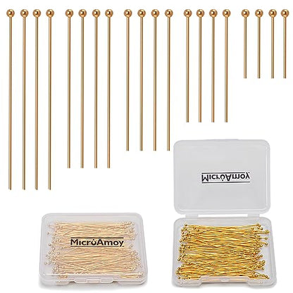 150pcs 18K Gold Filled Ball Pins Non Tarnish Craft Earring Bracelet Jewelry Making Accessories Supplies (150 Count)