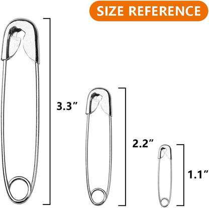 vrupin 100PCS-2.2In Safety Pins,Stainless Steel Safety Pins,Safety Pins Bulk Metal Silver Sewing Pins Clothing Clips Tool 55mm Decorative Safety pins