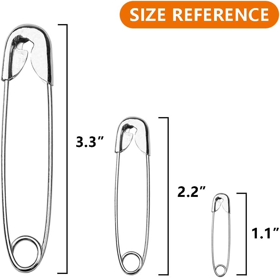 50PCS-3In Safety Pins,Stainless Steel Safety Pins,Bulk Metal Silver Sewing Pins Clothing Clips Tool 75mm Decorative(3" 50)