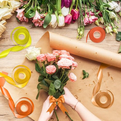 1-1/2 Inch Single-Faced Orange Satin Ribbons for Crafts Gift Wrapping Wedding | 6 Rolls Assorted Ribbons for Flower Bouquet Invitations Bridal Shower Hair Bows Garland Party Decor