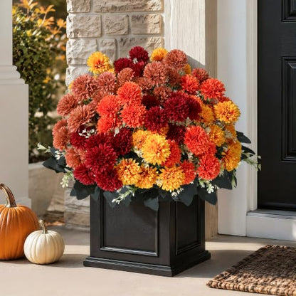 Fake Mums Artificial Fall Flowers for Outdoors Outside Decorations