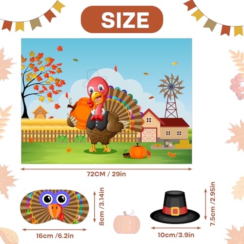 Pin the Hat on Turkey Thanksgiving Pin the Tail Fall Party Games