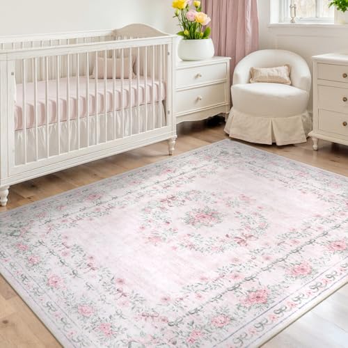 Floral Bow Pink Rug for Bedroom