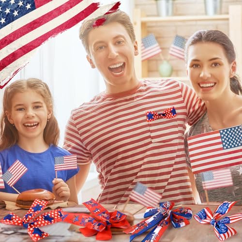 12 Rolls 60 Yards Memorial Day Ribbon Stars and Stripes Burlap Wired Edge Ribbon White Blue Red Crafts for 4th of July 250th Anniversary Patriotic Independence Day Gift Wrapping DIY Bow Craft (12 Count)