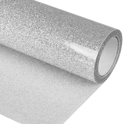 Silver Glitter HTV Heat Transfer Vinyl Roll 12 inch x 5 ft Iron on Vinyl for T Shirts Crafts