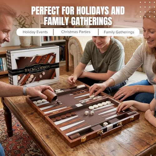 Premium Backgammon 15" Medium Brown