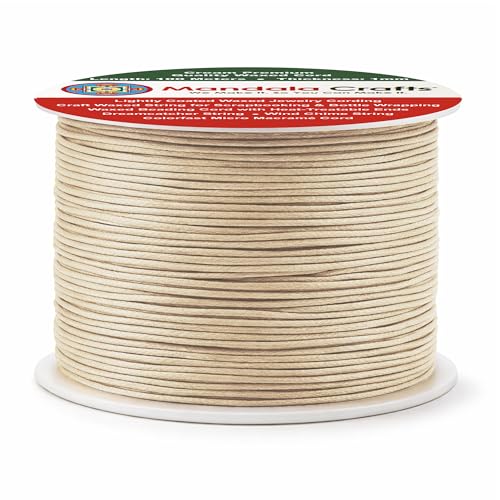 1mm Cream Cotton Waxed Cord for Jewelry Making (327 Foot)