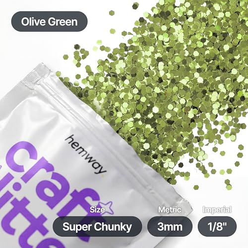 Craft Glitter Olive Green 100g Super Chunky Glitter (3.5 Ounce)