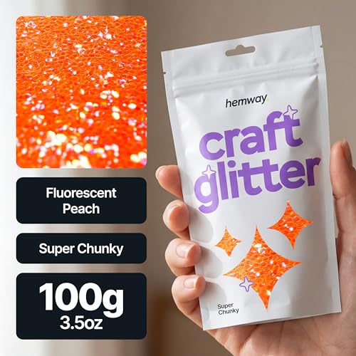 Craft Glitter Fluorescent Neon Peach 100g Super Chunky Glitter (3.5274 Ounce)