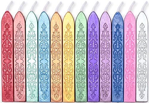 12 Pack Pattern Wick Sealing Wax Sticks for Wax Seal Stamp