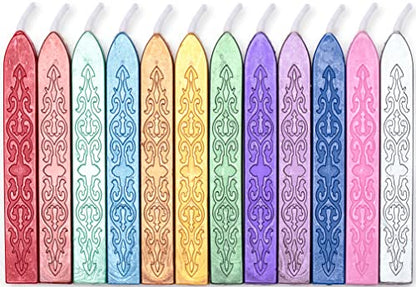 12 Pack Pattern Wick Sealing Wax Sticks for Wax Seal Stamp