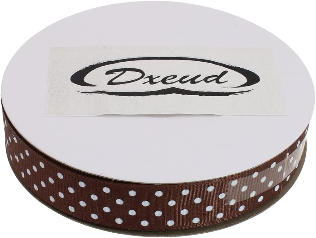 Polka Dot Grosgrain Ribbon 25 Yard Each Roll 100% Polyester (5/8", Coffee) - Crafty Corner
