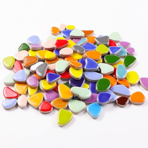 454g (1 LB) Ceramic Mosaic Tile for Crafts Bulk Mini Pebbles Glass Mosaic Tile Supplies, Petal Irregular Broken Ceramic Tiles for Mosaics Craft Kits Green Mix (OP300) (220 .)