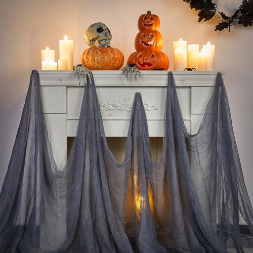 Halloween Cheese cloth 85 x 197 Inch Gray Cheesecloth Roll for Crafts Large Cotton Muslin Gauze Fabric for Halloween Outdoor & Indoor Spooky Decoration