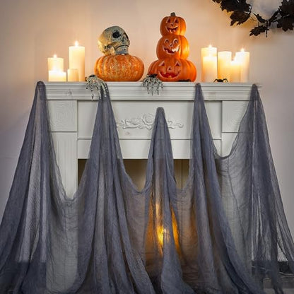 Halloween Cheese cloth 85 x 197 Inch Gray Cheesecloth Roll for Crafts Large Cotton Muslin Gauze Fabric for Halloween Outdoor & Indoor Spooky Decoration
