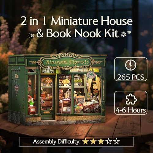 Book Nook Kit DIY Miniature Flower House Dollhouse for Adults