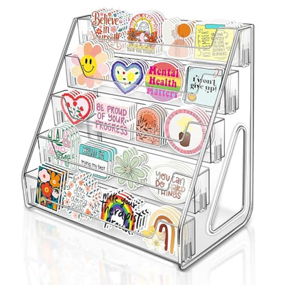 Tall 5 Tier Acrylic Card Display Stand for Greeting Cards