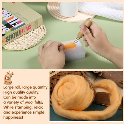 3.53oz Needle Felting Wool Roving Wool for Felting Wool Felting Supplies (3.53 Ounce)