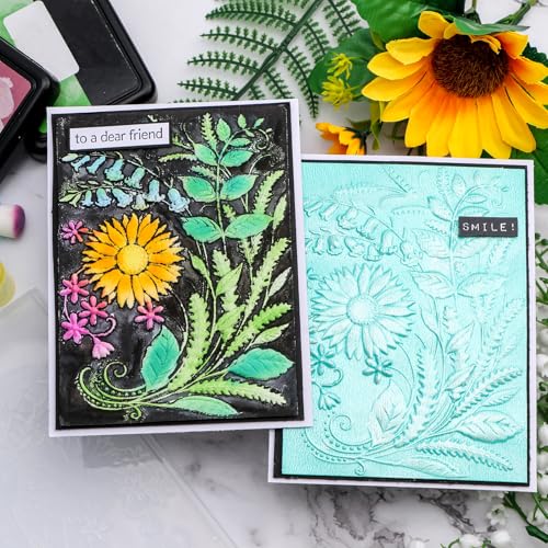 3D Embossing Folders Sunflowers Leaves Textured for Card Making