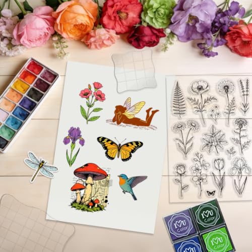 6Pcs Flower Clear Stamps for Card Making