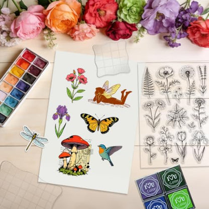 6Pcs Flower Clear Stamps for Card Making