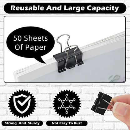 1000 Pcs Binder Clips Bulk Black Metal Clip (1000 Count)