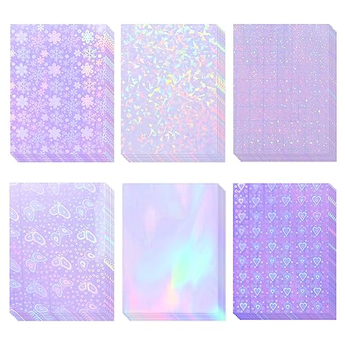 36 Sheets Holographic Laminate Sheets Clear Self Adhesive Sticker Paper (36 Count)