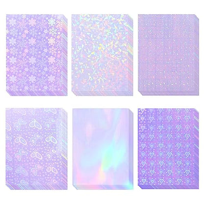 36 Sheets Holographic Laminate Sheets Clear Self Adhesive Sticker Paper (36 Count)