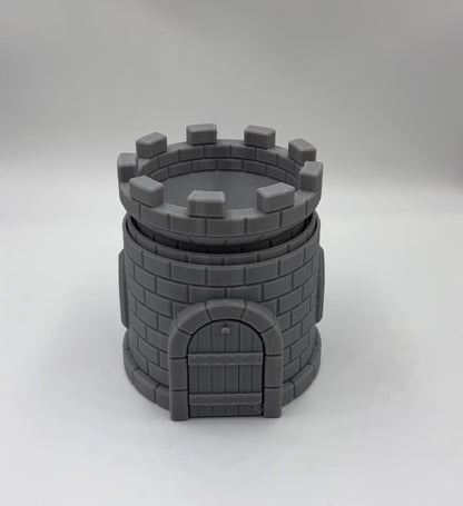 HAUTICO Collapsing Dice Tower and Little Town Houses Scene, Terrain Scenery for 20-28mm Miniatures Wargame, D&D Table Top Game Paintable (Tower Only Edition)