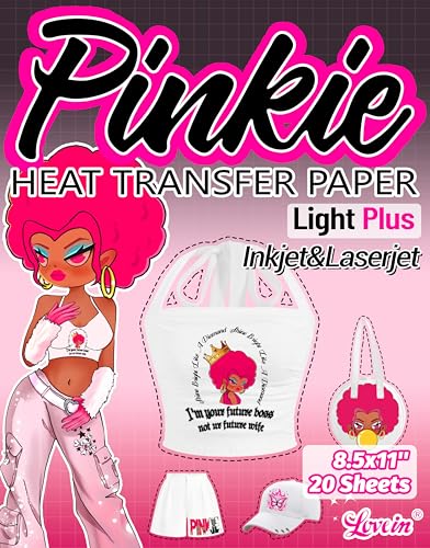 Pinkie Iron on Heat Transfer Paper for T Shirts (20 Count)